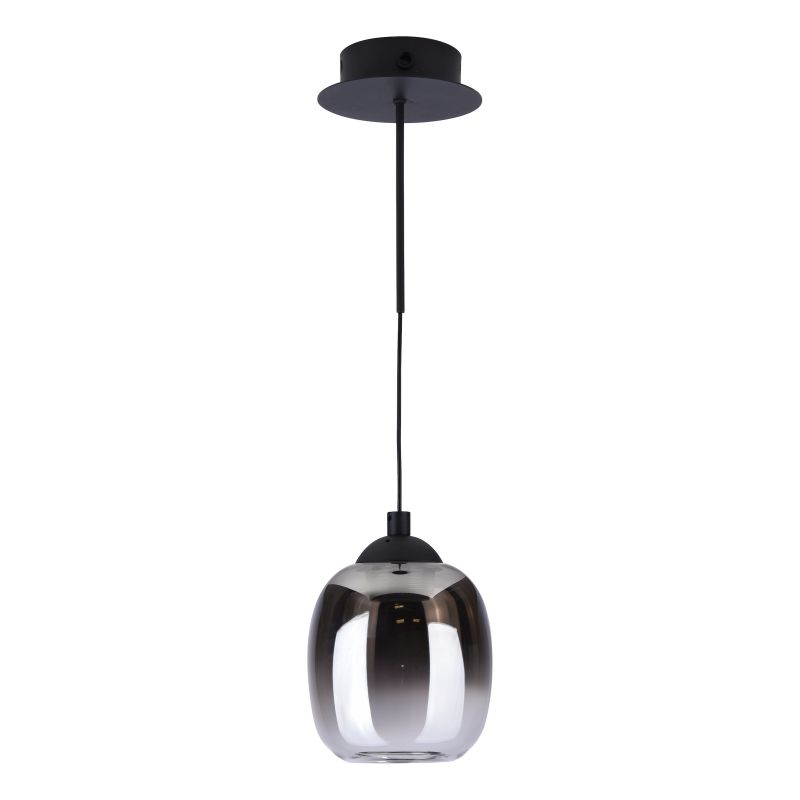 Dar-RAM0722 - Ramona - Matt Black LED Pendant or Wall Lamp with Smoked Ombre Glass