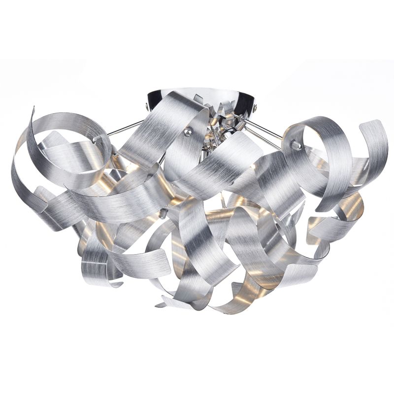 Dar-RAW0450 - Rawley - Brushed Aluminum Twist Ribbons 4 Light Ceiling Lamp