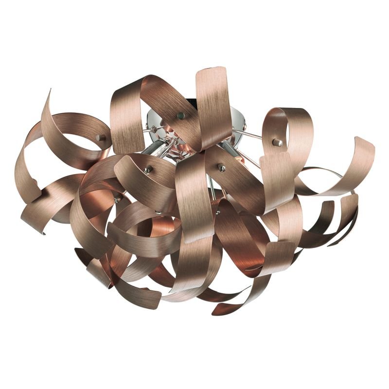Dar-RAW0464 - Rawley - Brushed Copper Twist Ribbons 4 Light Ceiling Lamp