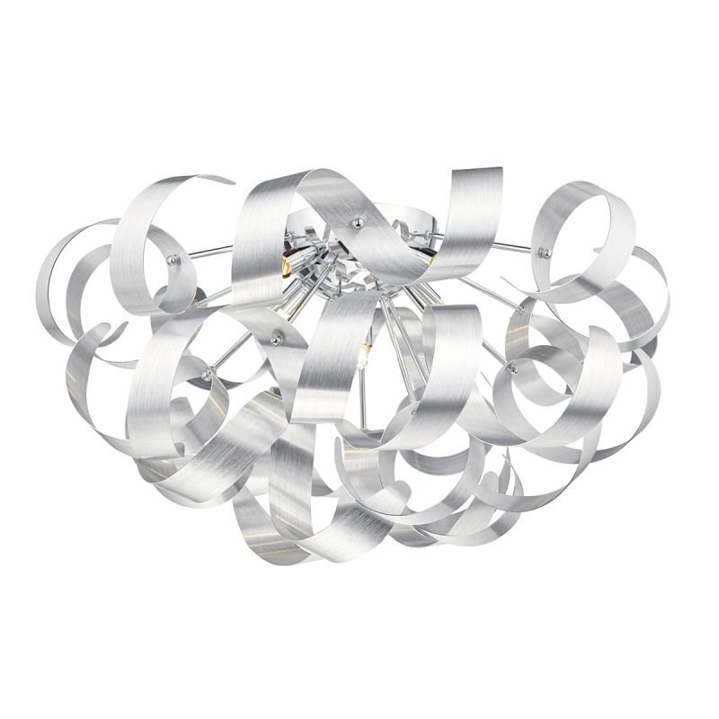 Dar-RAW0550 - Rawley - Brushed Aluminum Twist Ribbons 5 Light Ceiling Lamp