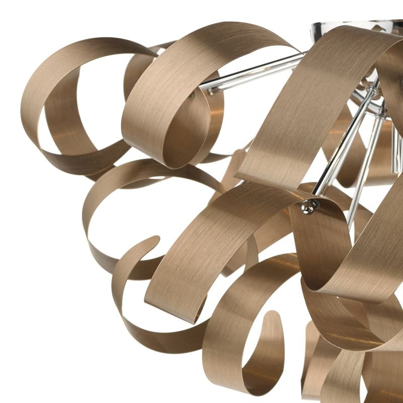 Dar-RAW0564 - Rawley - Brushed Copper Twist Ribbons 5 Light Ceiling Lamp
