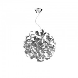Rawley -  Brushed Aluminum Twist Ribbons 9 Light Pendant Rawley -  Brushed Aluminum Twist Ribbons 9 Light Pendant