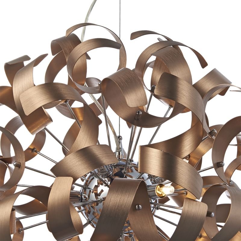 Dar-RAW1364 - Rawley - Brushed Copper Twist Ribbons 9 Light Pendant
