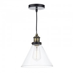 Ray - Clear Glass with Antique Brass Single Hanging Pendant