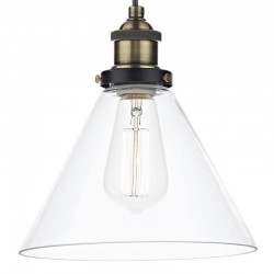 Ray - Clear Glass with Antique Brass Single Hanging Pendant