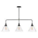 Ray - Antique Nickel 3 Light over Island Fitting with Clear Glass Ray - Antique Nickel 3 Light over Island Fitting with Clear Glass