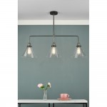 Ray - Antique Nickel 3 Light over Island Fitting with Clear Glass Ray - Antique Nickel 3 Light over Island Fitting with Clear Glass
