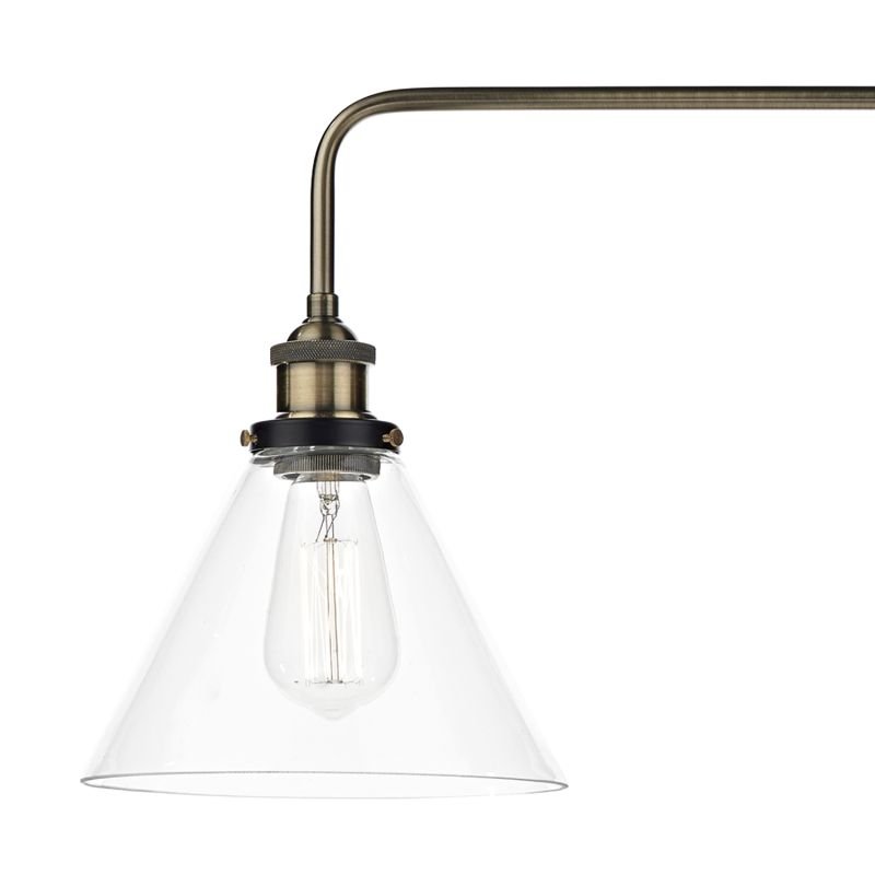Dar-RAY0375 - Ray - Clear Glass with Antique Brass 3 Light over Island Fitting