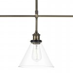Ray - Clear Glass with Antique Brass 3 Light over Island Fitting Ray - Clear Glass with Antique Brass 3 Light over Island Fitting