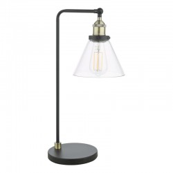 Ray - Antique Brass & Black Table Lamp with Clear Glass Shade Ray - Antique Brass & Black Table Lamp with Clear Glass Shade