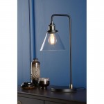 Ray - Antique Brass & Black Table Lamp with Clear Glass Shade Ray - Antique Brass & Black Table Lamp with Clear Glass Shade