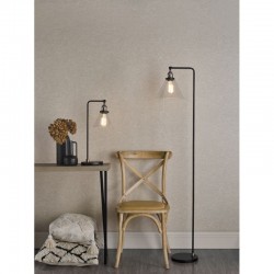 Ray - Antique Brass & Black Floor Lamp with Clear Glass Shade Ray - Antique Brass & Black Floor Lamp with Clear Glass Shade