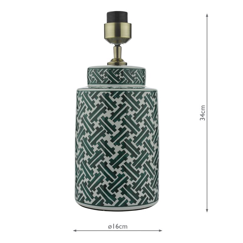 Dar-REE4224 - Reese - Base Only - Green & White Ceramic Table Lamp