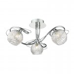 Rehan - Decorative Wire Chrome with Ribbed Glass 3 Light Centre Fitting