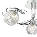 Rehan - Decorative Wire Chrome with Ribbed Glass 3 Light Centre Fitting
