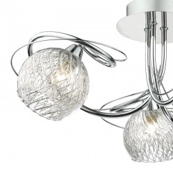 Rehan - Decorative Wire Chrome with Ribbed Glass 3 Light Centre Fitting
