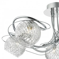 Rehan - Decorative Wire Chrome with Ribbed Glass 5 Light Centre Fitting