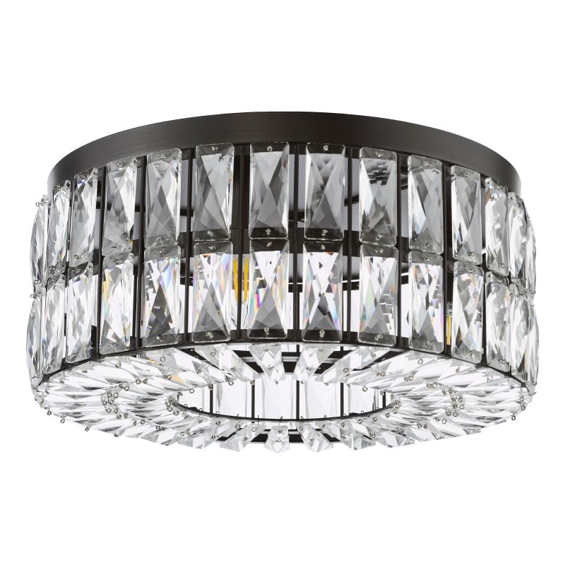 Dar-REL0422 - Relena - Matt Black 4 Light Flush with Crystal