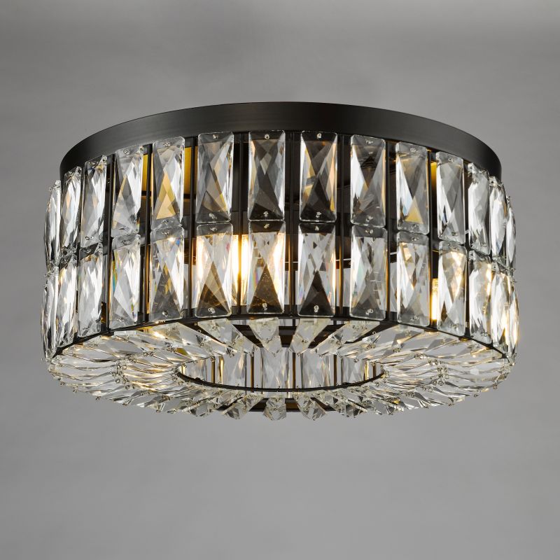 Dar-REL0422 - Relena - Matt Black 4 Light Flush with Crystal