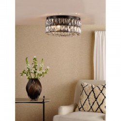 Relena - Matt Black 4 Light Flush with Crystal