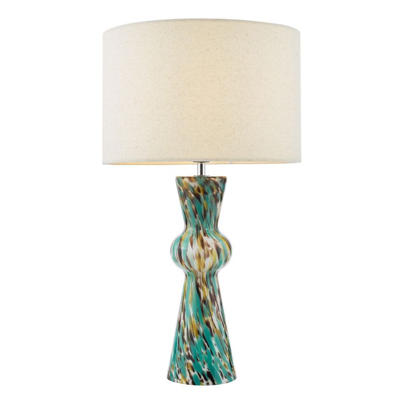 Dar_Vol3-RHE4223 - Rheneas - Blue Art Confetti Glass Table Lamp with Natural Linen Shade