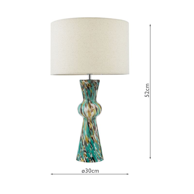 Dar_Vol3-RHE4223 - Rheneas - Blue Art Confetti Glass Table Lamp with Natural Linen Shade