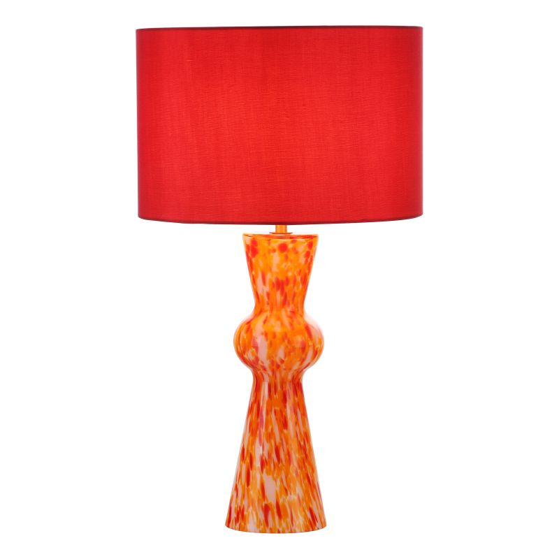 Dar_Vol3-RHE4225 - Rheneas - Orange & Red Confetti Glass Table Lamp with Red Cotton Shade