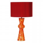 Rheneas - Orange & Red Confetti Glass Table Lamp with Red Cotton Shade Rheneas - Orange & Red Confetti Glass Table Lamp with Red Cotton Shade