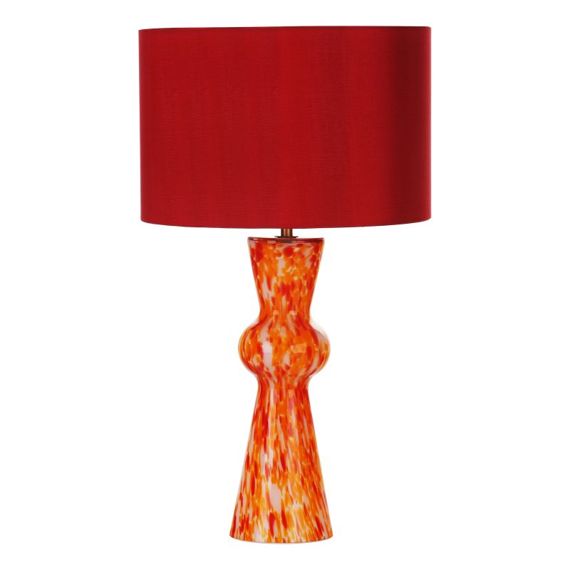 Dar_Vol3-RHE4225 - Rheneas - Orange & Red Confetti Glass Table Lamp with Red Cotton Shade