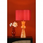 Rheneas - Orange & Red Confetti Glass Table Lamp with Red Cotton Shade Rheneas - Orange & Red Confetti Glass Table Lamp with Red Cotton Shade