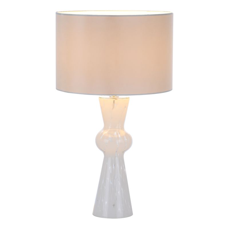 Dar_Vol3-RHE422 - Rheneas - White Confetti Glass Table Lamp with Ivory Cotton Shade