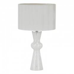 Rheneas - White Confetti Glass Table Lamp with Ivory Cotton Shade Rheneas - White Confetti Glass Table Lamp with Ivory Cotton Shade