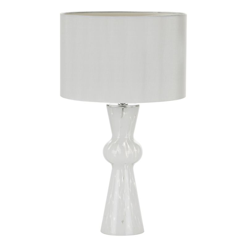 Dar_Vol3-RHE422 - Rheneas - White Confetti Glass Table Lamp with Ivory Cotton Shade