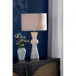 Rheneas - White Confetti Glass Table Lamp with Ivory Cotton Shade Rheneas - White Confetti Glass Table Lamp with Ivory Cotton Shade