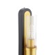 Dar_Vol3-RHI0954 - Rhian - Black & Gold 2 Light Wall Lamp with Ribbed Clear Glass