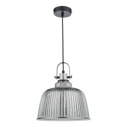 Rhode - Black Pendant with Smoked Ribbed Glass Rhode - Black Pendant with Smoked Ribbed Glass