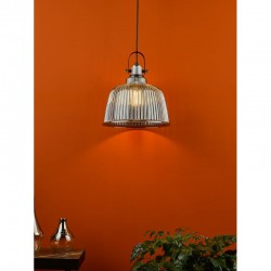 Rhode - Black Pendant with Smoked Ribbed Glass Rhode - Black Pendant with Smoked Ribbed Glass