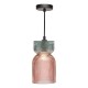 Dar-RHU0103 - Rhubarb - Black Pendant with Pink & Green Ribbed Glass