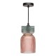 Dar-RHU0103 - Rhubarb - Black Pendant with Pink & Green Ribbed Glass