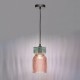 Dar-RHU0103 - Rhubarb - Black Pendant with Pink & Green Ribbed Glass