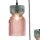 Dar-RHU0303 - Rhubarb - Black 3 Light Cluster Fitting with Pink & Green Ribbed Glass