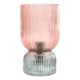 Dar-RHU4203 - Rhubarb - Pink & Green Ribbed Glass Table Lamp