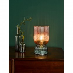 Rhubarb - Pink & Green Ribbed Glass Table Lamp Rhubarb - Pink & Green Ribbed Glass Table Lamp