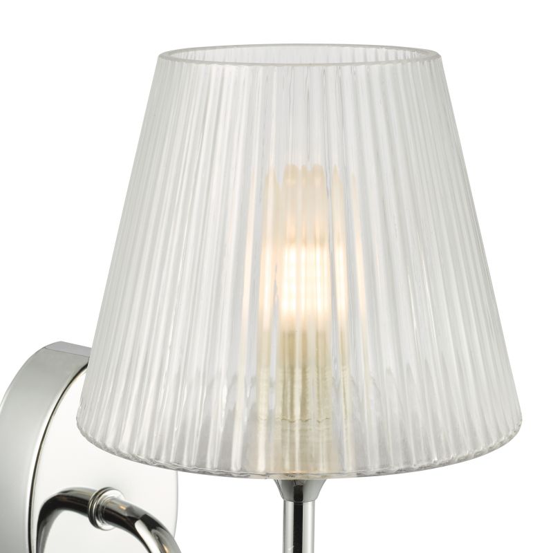 Dar-RIM0750 - Rimaz - Polished Chrome Wall Lamp with Ribbed Glass IP44
