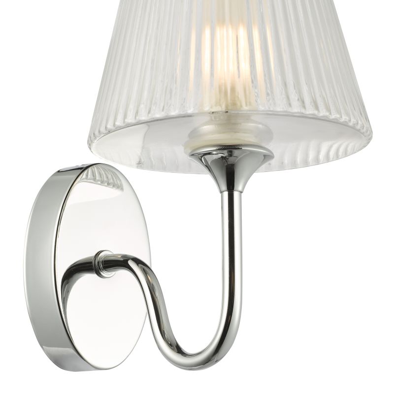 Dar-RIM0750 - Rimaz - Polished Chrome Wall Lamp with Ribbed Glass IP44