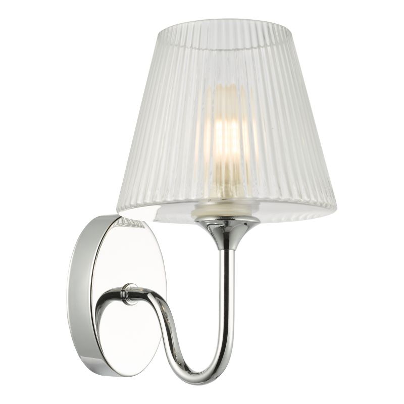 Dar-RIM0750 - Rimaz - Polished Chrome Wall Lamp with Ribbed Glass IP44