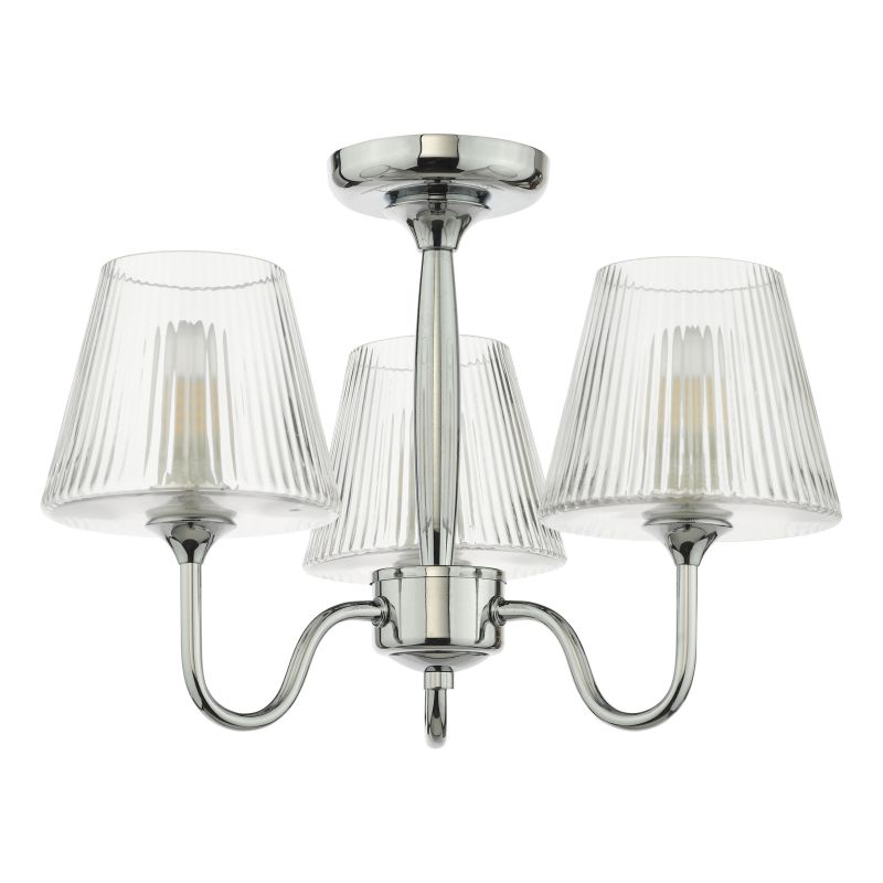 Dar-RIM5350 - Rimaz - Polished Chrome 3 Light Semi Flush with Ribbed Glass IP44