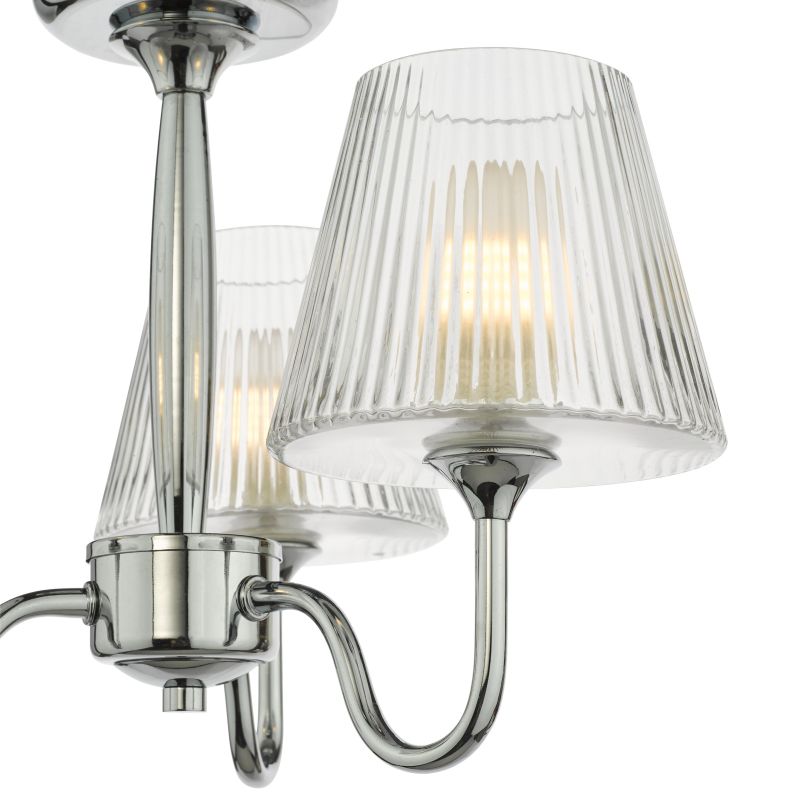 Dar-RIM5350 - Rimaz - Polished Chrome 3 Light Semi Flush with Ribbed Glass IP44