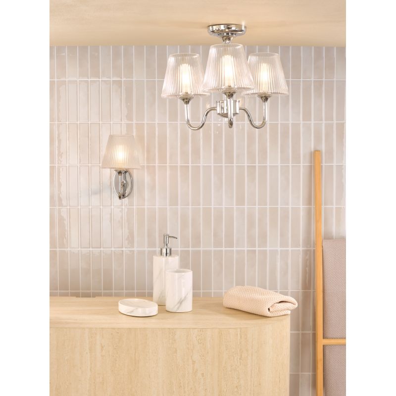 Dar-RIM5350 - Rimaz - Polished Chrome 3 Light Semi Flush with Ribbed Glass IP44
