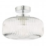 Riva - Bathroom Chrome Semi Flush with Clear Ribbed Glass Riva - Bathroom Chrome Semi Flush with Clear Ribbed Glass